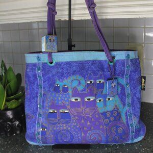 Laurel Burch Large Canvas Tote Bag w/Charms Vintage